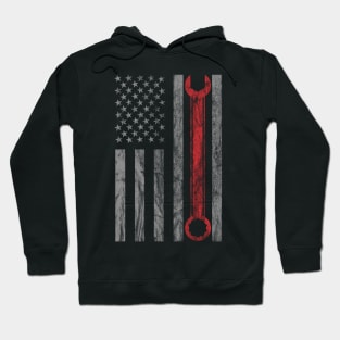 Distressed Mechanic Usa Flag Hoodie